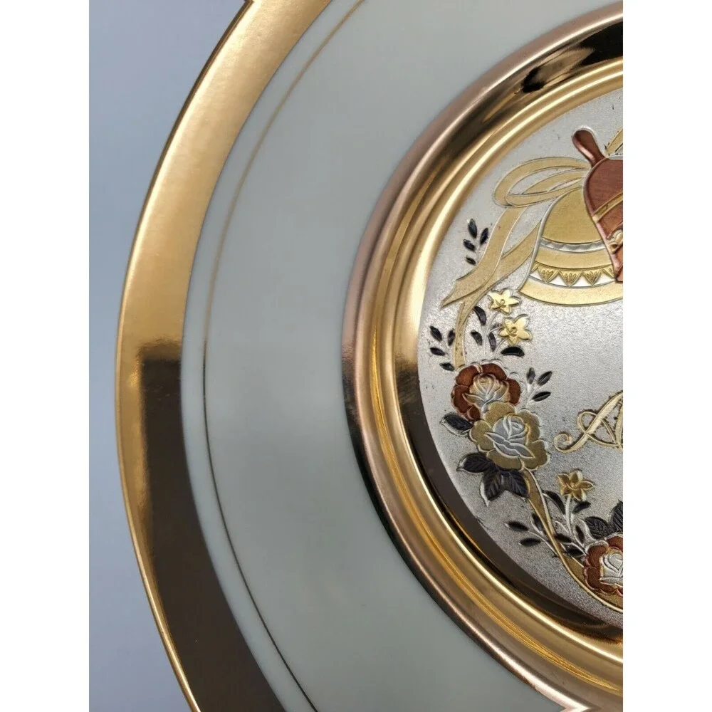 Dynasty Gallery Chokin Art Happy 50th Anniversary Plate 24KT Gold Rim